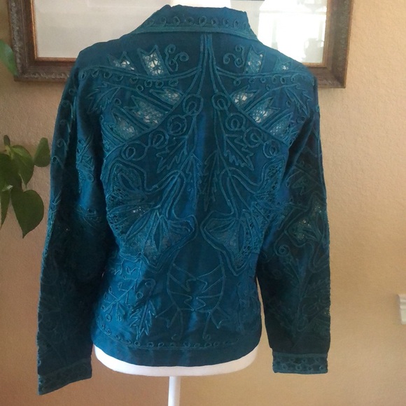 Sandy Starkman Appliqué Jacket 100% Silk - Picture 5 of 12